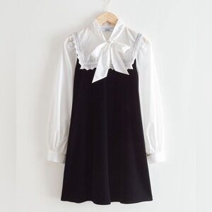 & Other Stories neck tie velvet dress